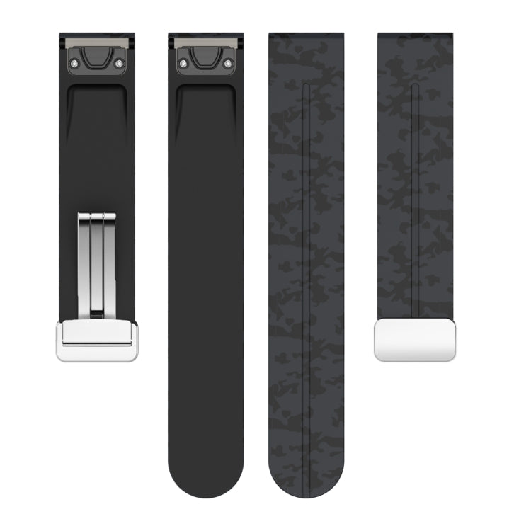For Garmin Fenix 7S Magnetic Folding Silver Buckle Color Printed Silicone Watch Band