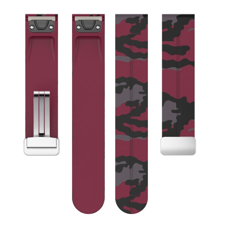 For Garmin Fenix 7S Magnetic Folding Silver Buckle Color Printed Silicone Watch Band