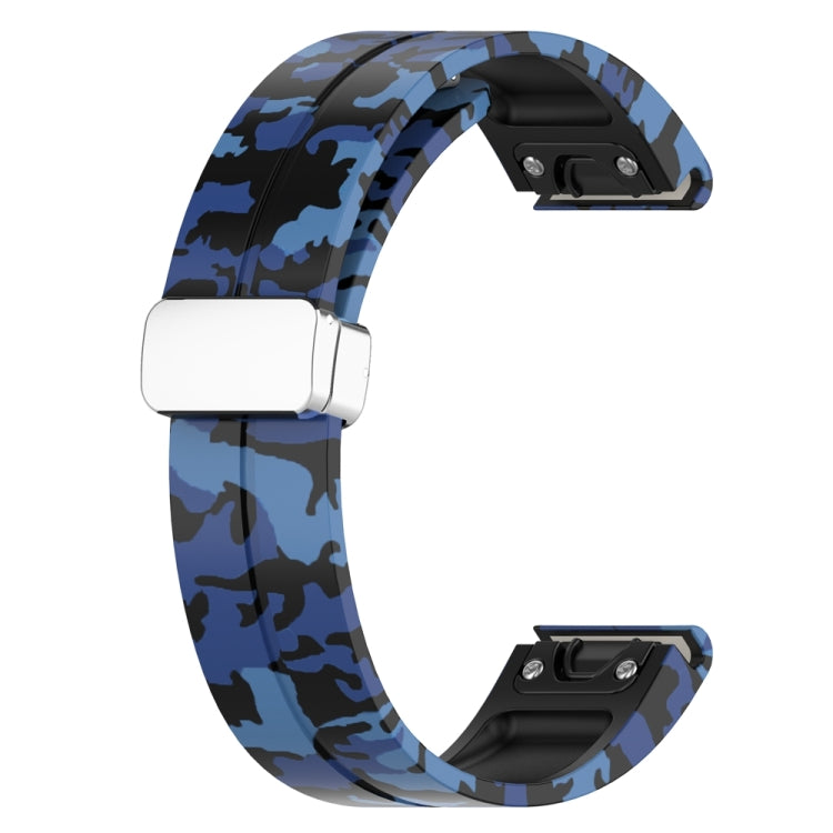 For Garmin Fenix 7S Magnetic Folding Silver Buckle Color Printed Silicone Watch Band