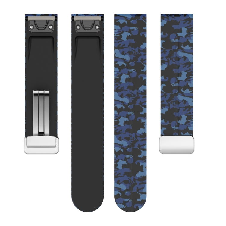 For Garmin Fenix 7S Magnetic Folding Silver Buckle Color Printed Silicone Watch Band