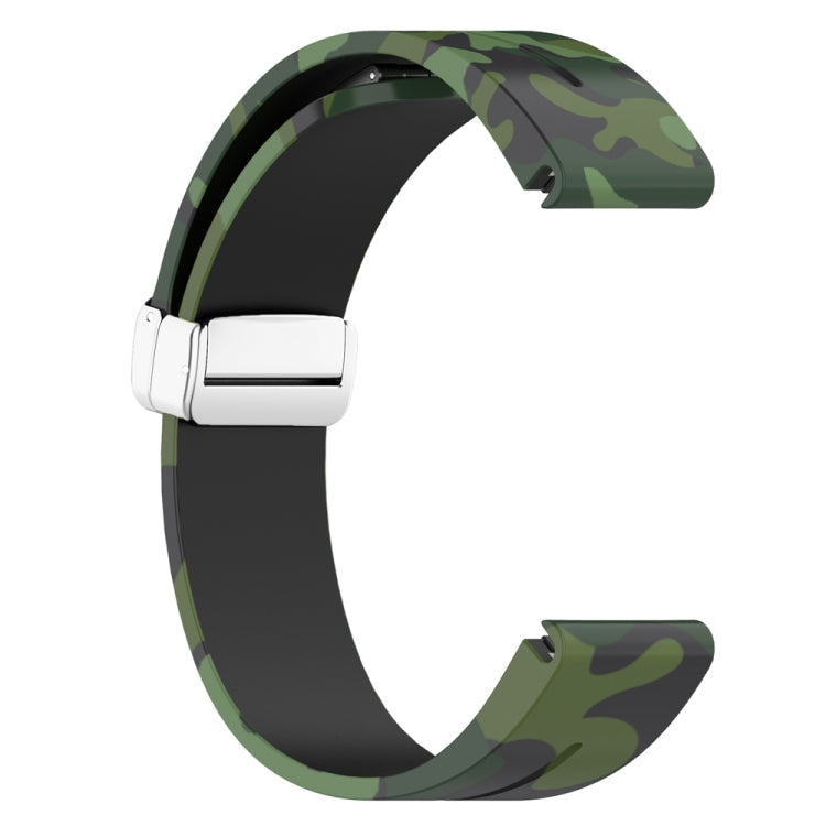 For Garmin Fenix 7S Magnetic Folding Silver Buckle Color Printed Silicone Watch Band