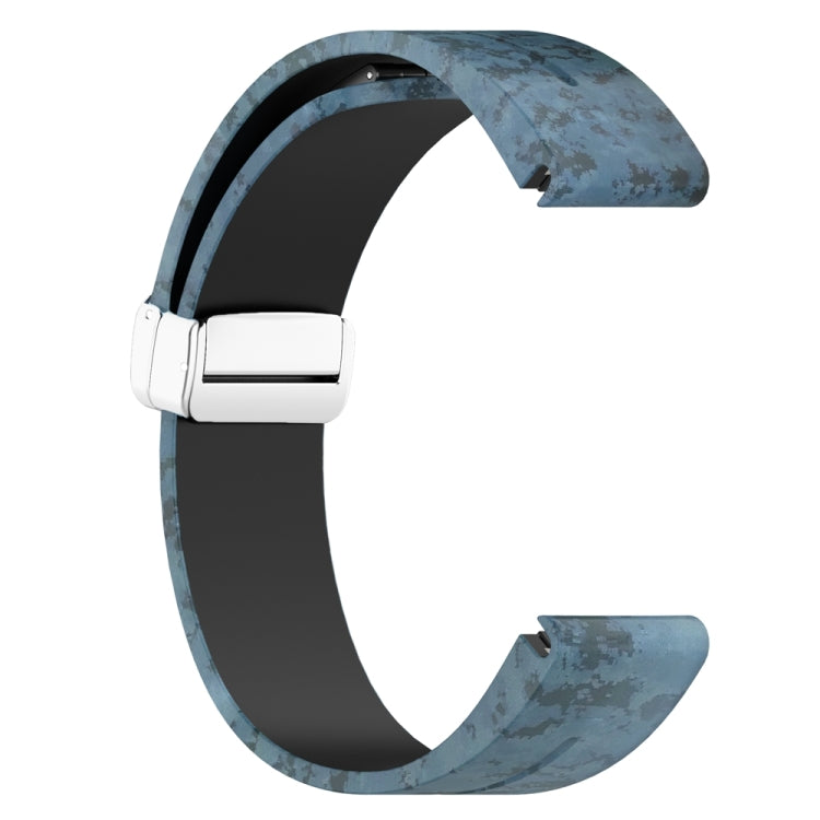 For Garmin Fenix 7 Magnetic Folding Silver Buckle Color Printed Silicone Watch Band