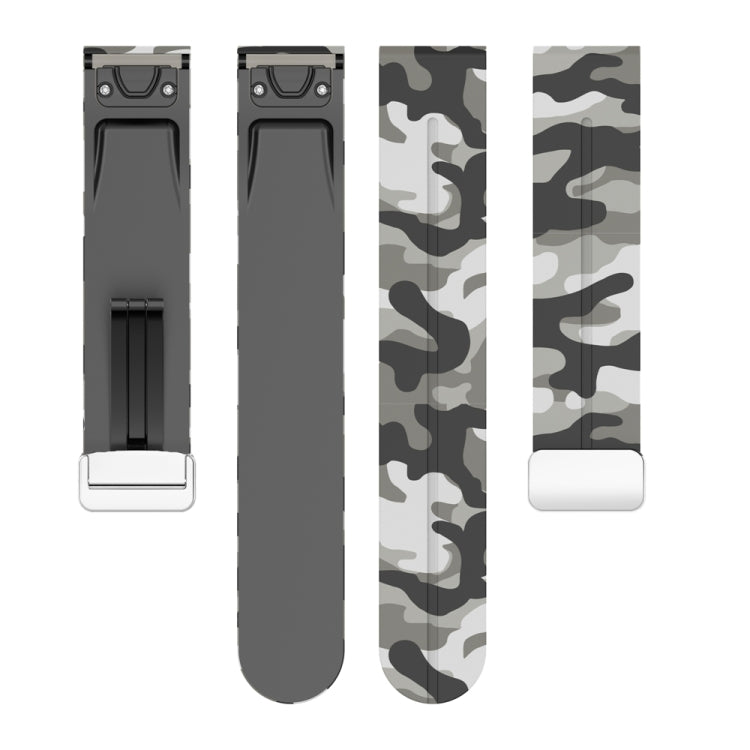 For Garmin Fenix 7 Magnetic Folding Silver Buckle Color Printed Silicone Watch Band
