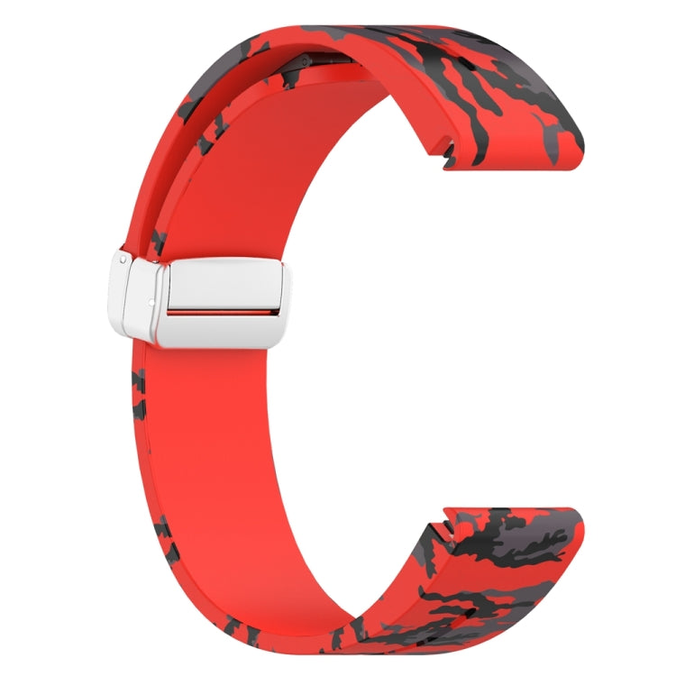 For Garmin Fenix 7 Magnetic Folding Silver Buckle Color Printed Silicone Watch Band