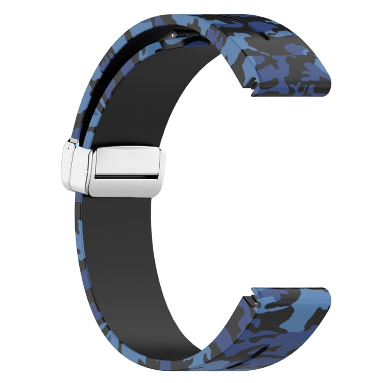 For Garmin Fenix 7 Magnetic Folding Silver Buckle Color Printed Silicone Watch Band