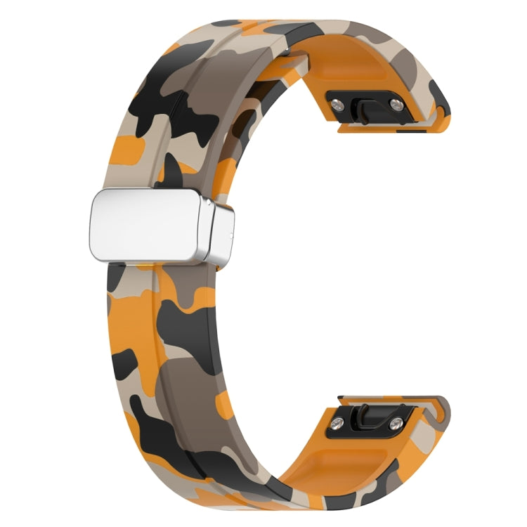 For Garmin Fenix 7X Magnetic Folding Silver Buckle Color Printed Silicone Watch Band