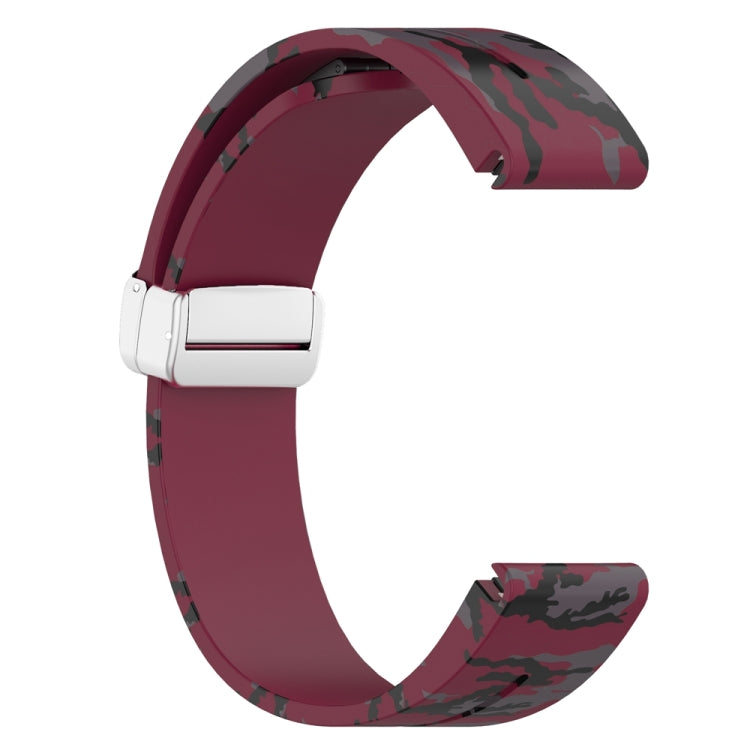 For Garmin Fenix 7X Magnetic Folding Silver Buckle Color Printed Silicone Watch Band