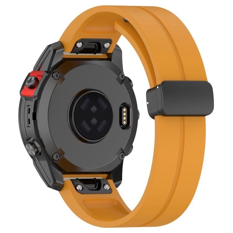 For Garmin Fenix 7X Magnetic Folding Black Buckle Silicone Watch Band