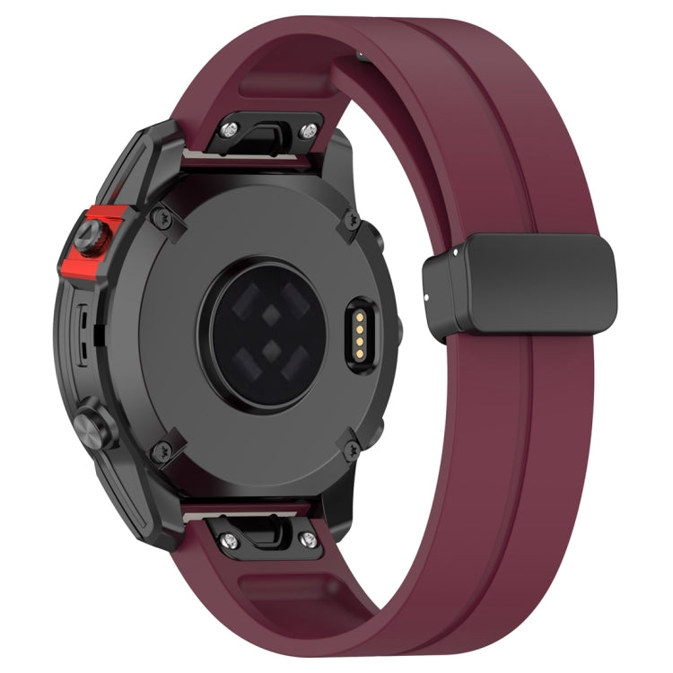 For Garmin Fenix 7X Magnetic Folding Black Buckle Silicone Watch Band