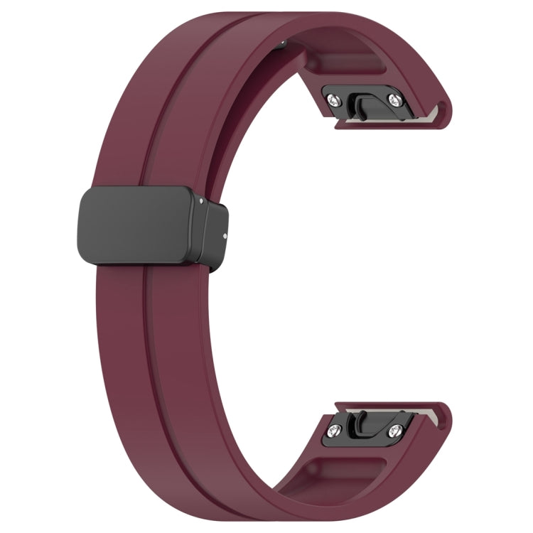 For Garmin Fenix 7X Magnetic Folding Black Buckle Silicone Watch Band