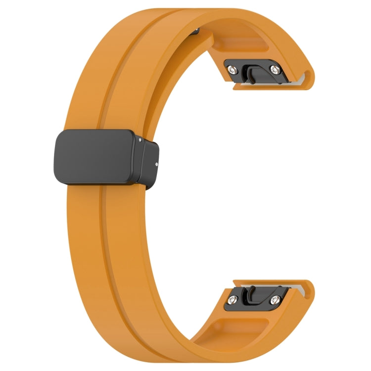 For Garmin Fenix 7 Magnetic Folding Black Buckle Silicone Watch Band
