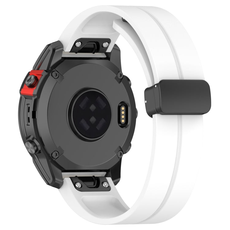 For Garmin Fenix 7 Magnetic Folding Black Buckle Silicone Watch Band