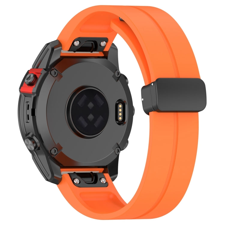 For Garmin Fenix 7 Magnetic Folding Black Buckle Silicone Watch Band