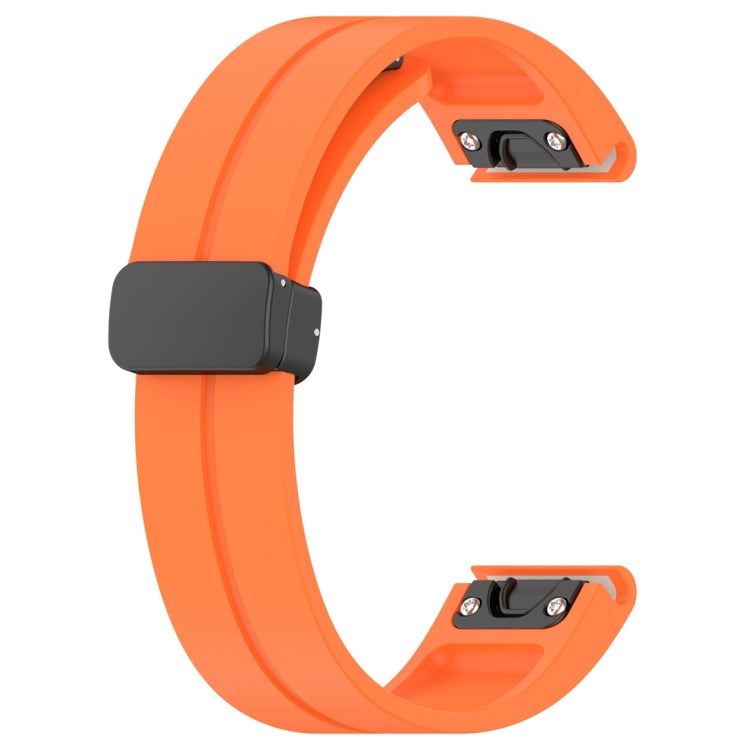 For Garmin Fenix 7 Magnetic Folding Black Buckle Silicone Watch Band