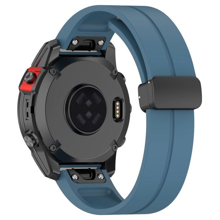 For Garmin Fenix 7 Magnetic Folding Black Buckle Silicone Watch Band