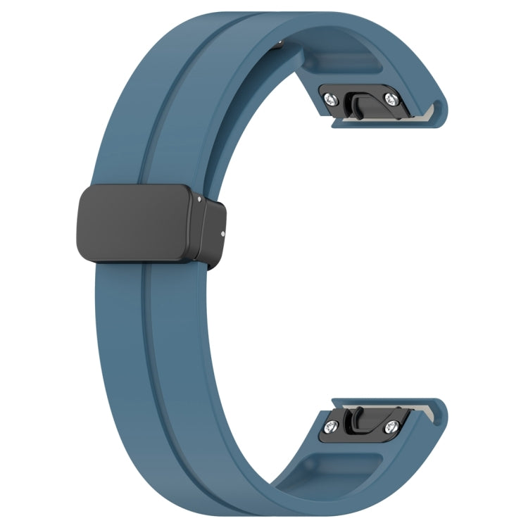 For Garmin Fenix 7 Magnetic Folding Black Buckle Silicone Watch Band
