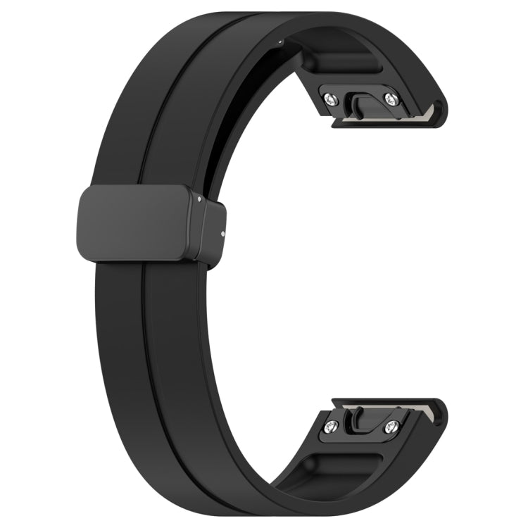 For Garmin Fenix 7 Magnetic Folding Black Buckle Silicone Watch Band