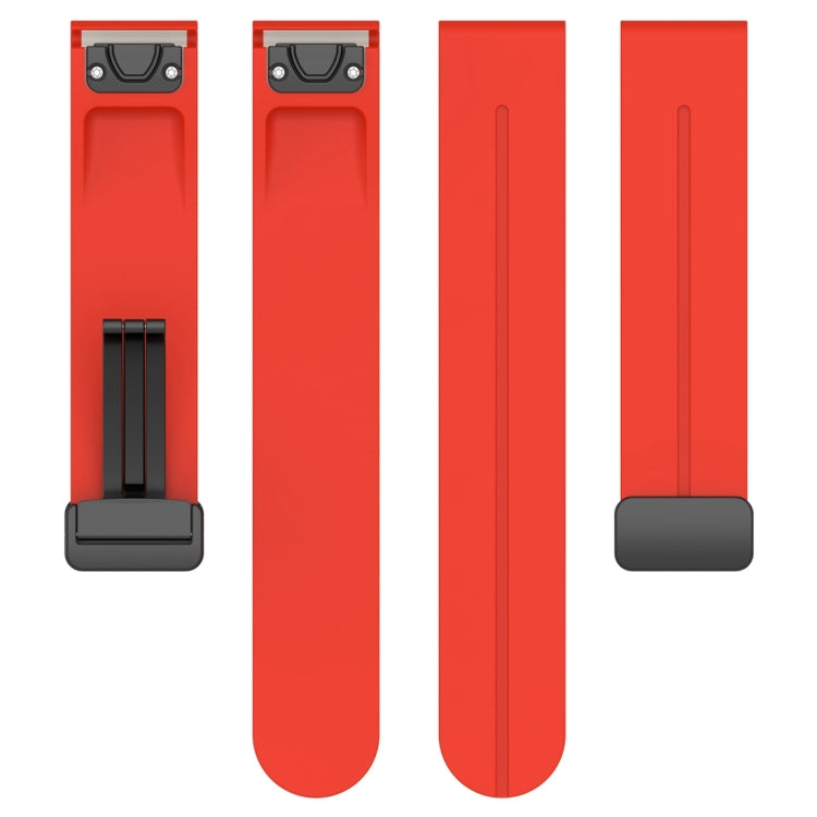 For Garmin Fenix 7 Magnetic Folding Black Buckle Silicone Watch Band