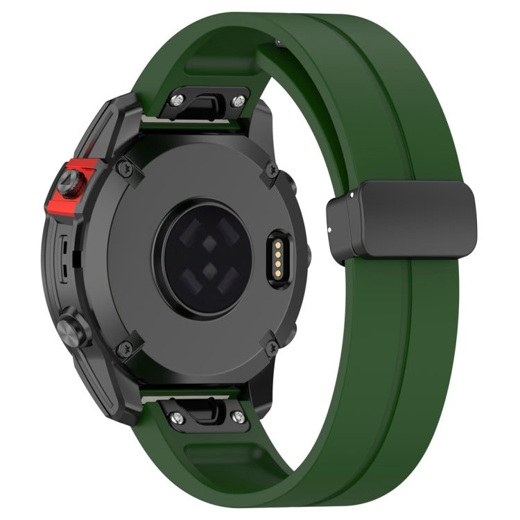 For Garmin Fenix 7 Magnetic Folding Black Buckle Silicone Watch Band