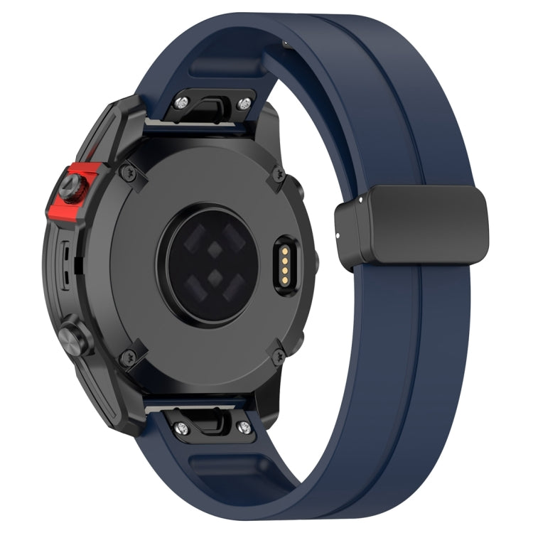 For Garmin Fenix 7 Magnetic Folding Black Buckle Silicone Watch Band