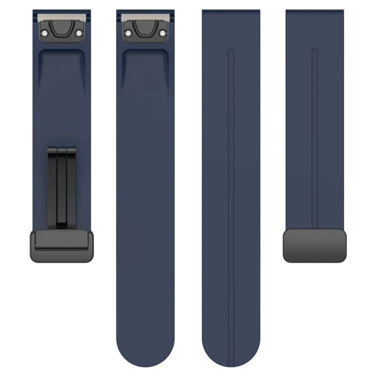 For Garmin Fenix 7 Magnetic Folding Black Buckle Silicone Watch Band