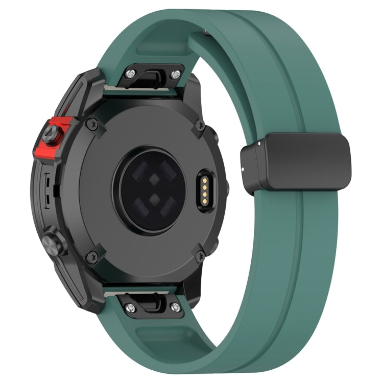 For Garmin Fenix 7S Magnetic Folding Black Buckle Silicone Watch Band