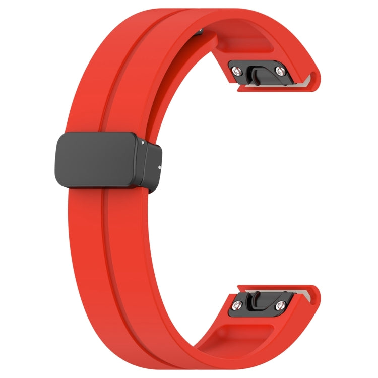 For Garmin Fenix 7S Magnetic Folding Black Buckle Silicone Watch Band