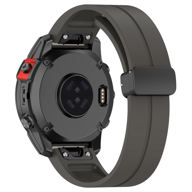 For Garmin Fenix 7S Magnetic Folding Black Buckle Silicone Watch Band