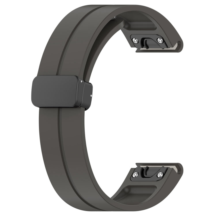 For Garmin Fenix 7S Magnetic Folding Black Buckle Silicone Watch Band