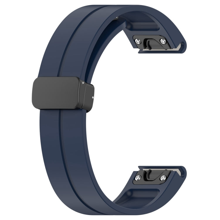 For Garmin Fenix 7S Magnetic Folding Black Buckle Silicone Watch Band