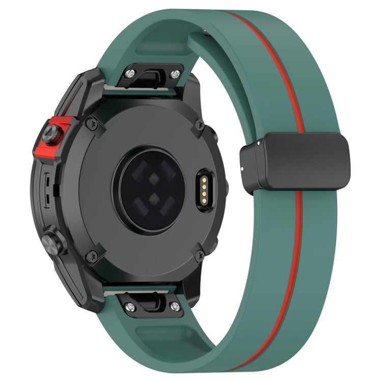 For Garmin Fenix 7X Two Color Magnetic Folding Black Buckle Silicone Watch Band