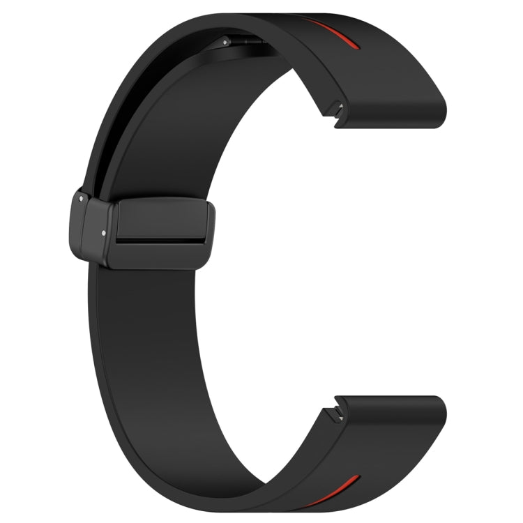 For Garmin Fenix 7X Two Color Magnetic Folding Black Buckle Silicone Watch Band