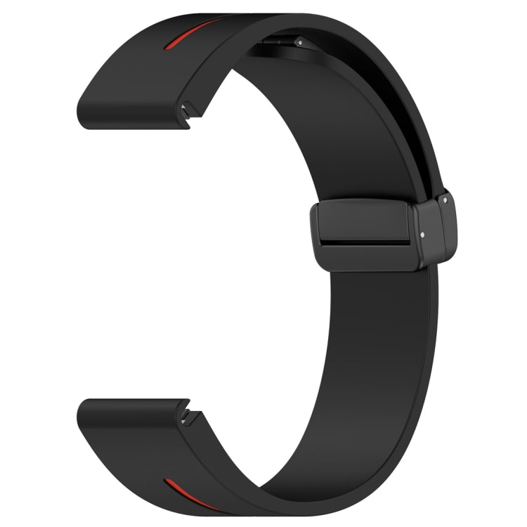 For Garmin Fenix 7X Two Color Magnetic Folding Black Buckle Silicone Watch Band