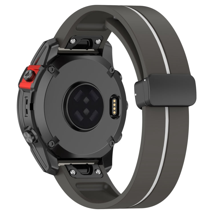 For Garmin Fenix 7X Two Color Magnetic Folding Black Buckle Silicone Watch Band
