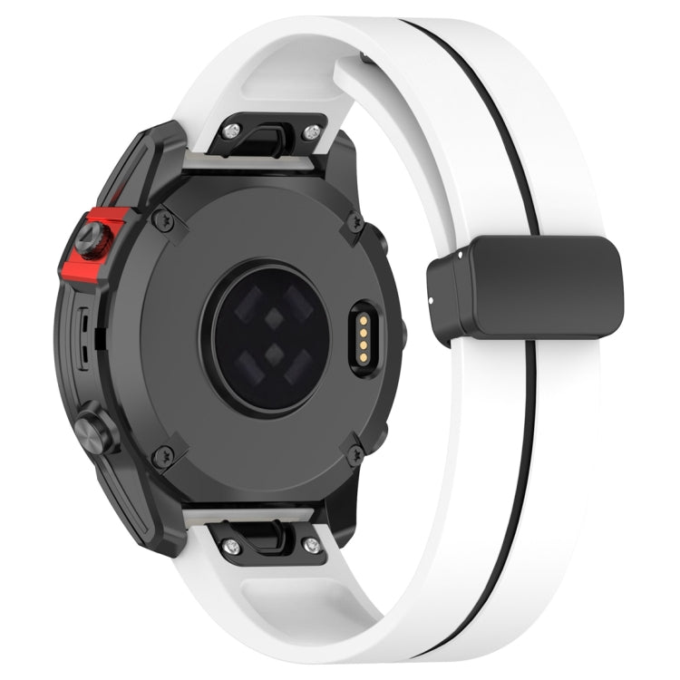 For Garmin Fenix 7 Two Color Magnetic Folding Black Buckle Silicone Watch Band