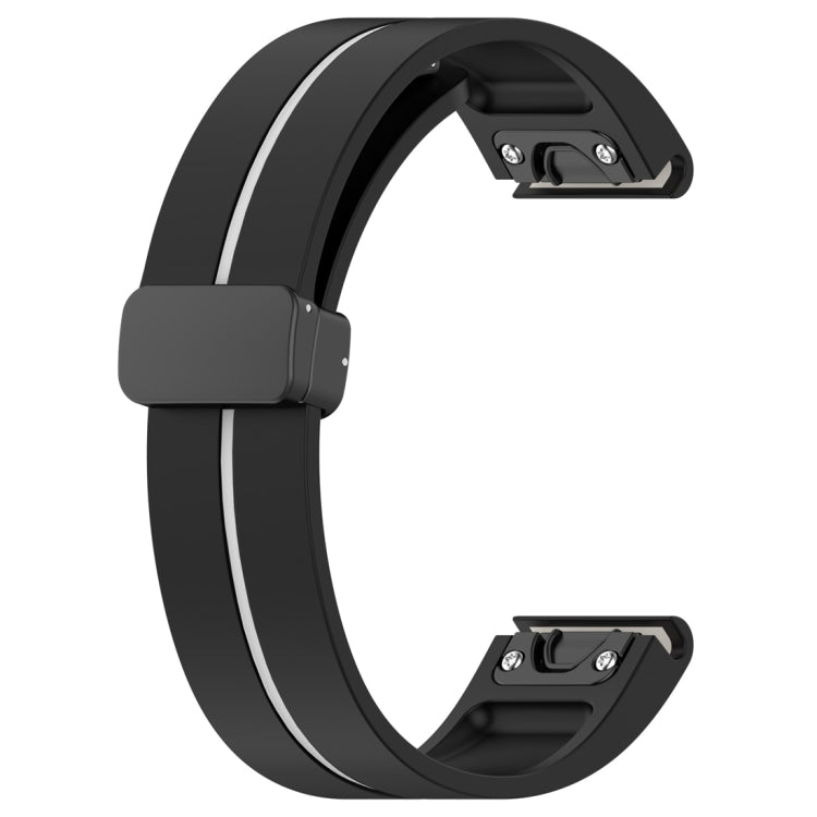 For Garmin Fenix 7 Two Color Magnetic Folding Black Buckle Silicone Watch Band