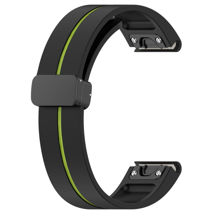 For Garmin Fenix 7 Two Color Magnetic Folding Black Buckle Silicone Watch Band