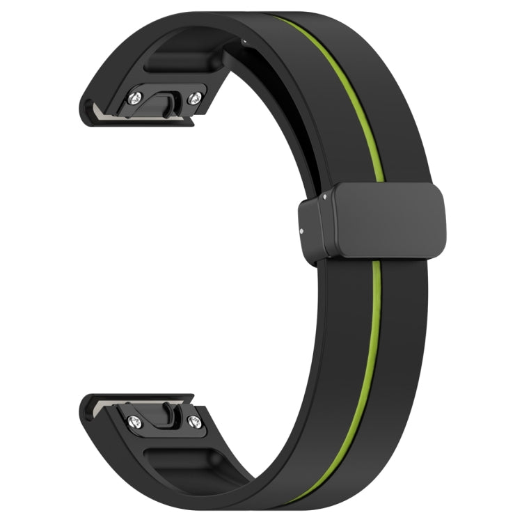For Garmin Fenix 7 Two Color Magnetic Folding Black Buckle Silicone Watch Band