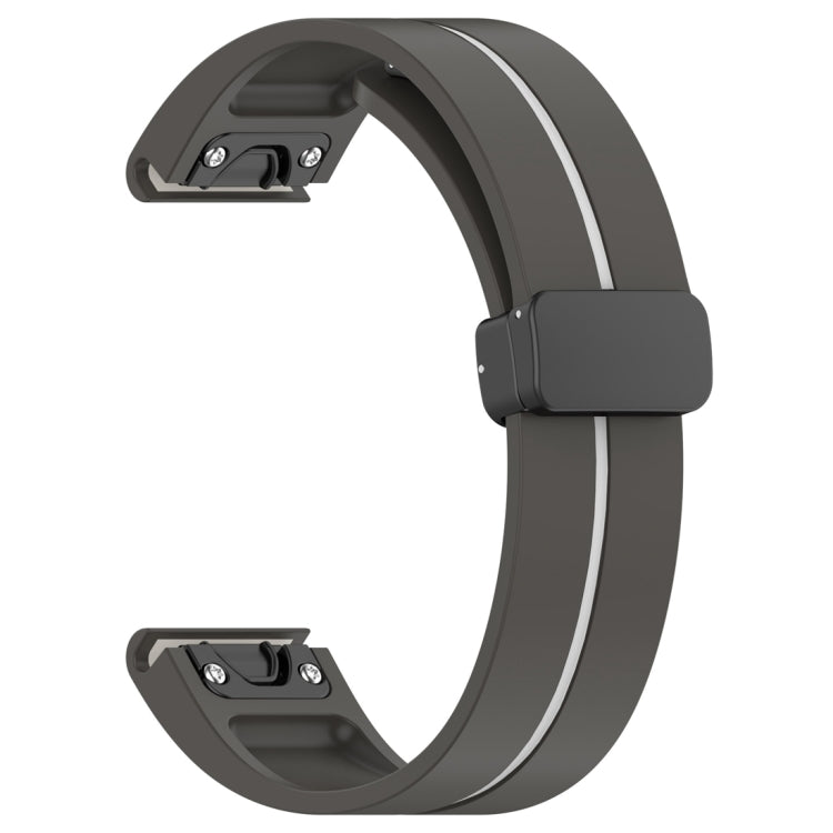 For Garmin Fenix 7 Two Color Magnetic Folding Black Buckle Silicone Watch Band