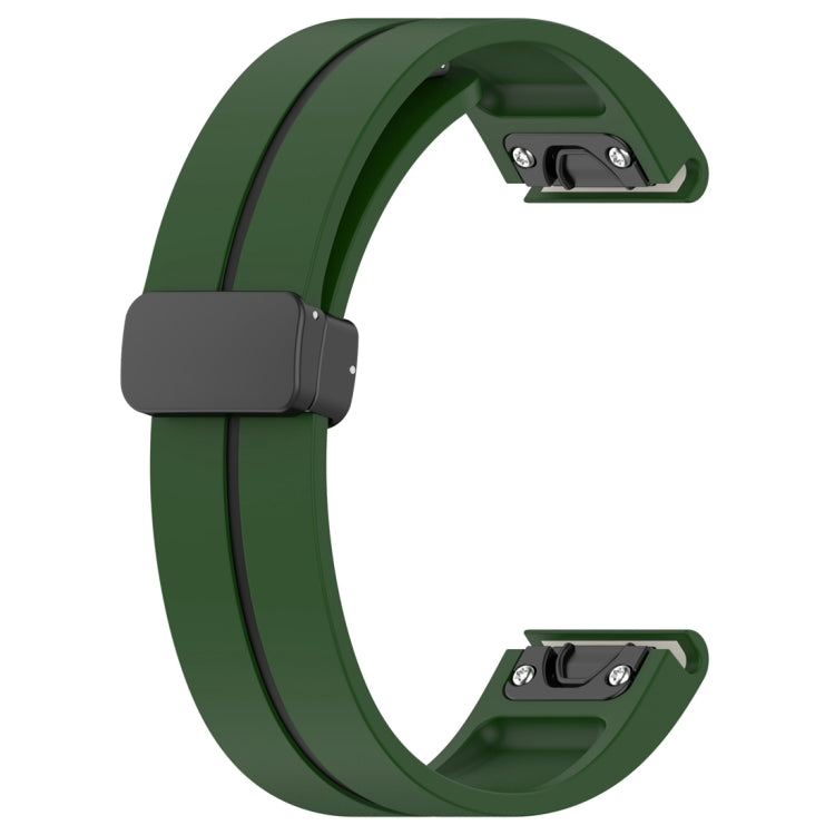 For Garmin Fenix 7 Two Color Magnetic Folding Black Buckle Silicone Watch Band