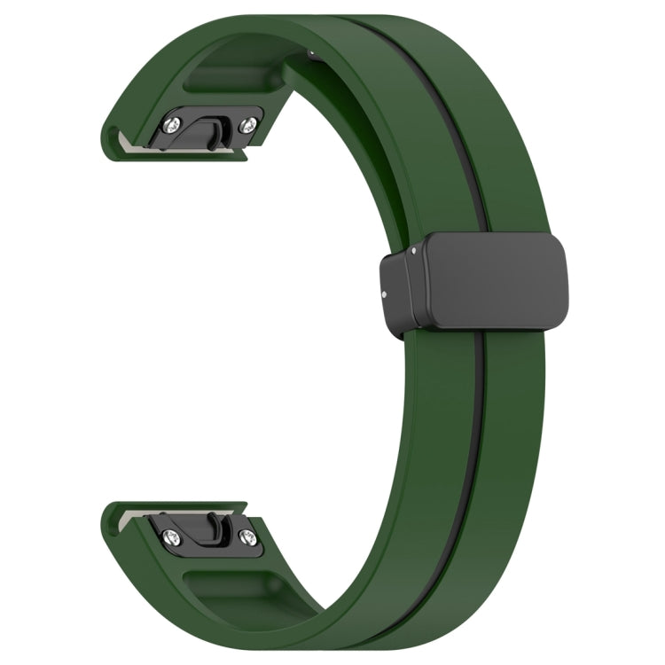 For Garmin Fenix 7 Two Color Magnetic Folding Black Buckle Silicone Watch Band