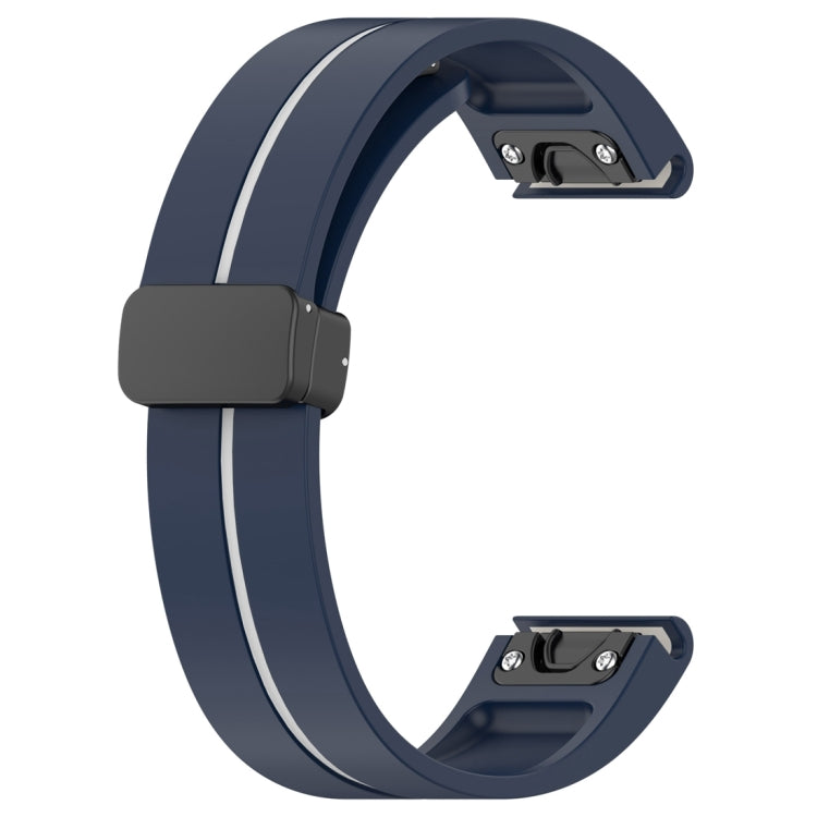For Garmin Fenix 7 Two Color Magnetic Folding Black Buckle Silicone Watch Band