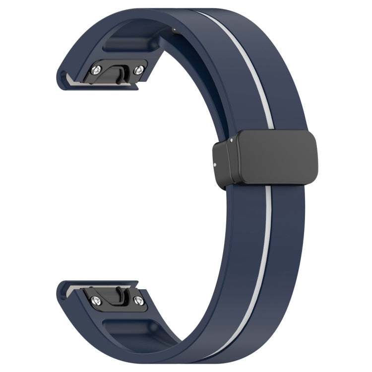 For Garmin Fenix 7 Two Color Magnetic Folding Black Buckle Silicone Watch Band