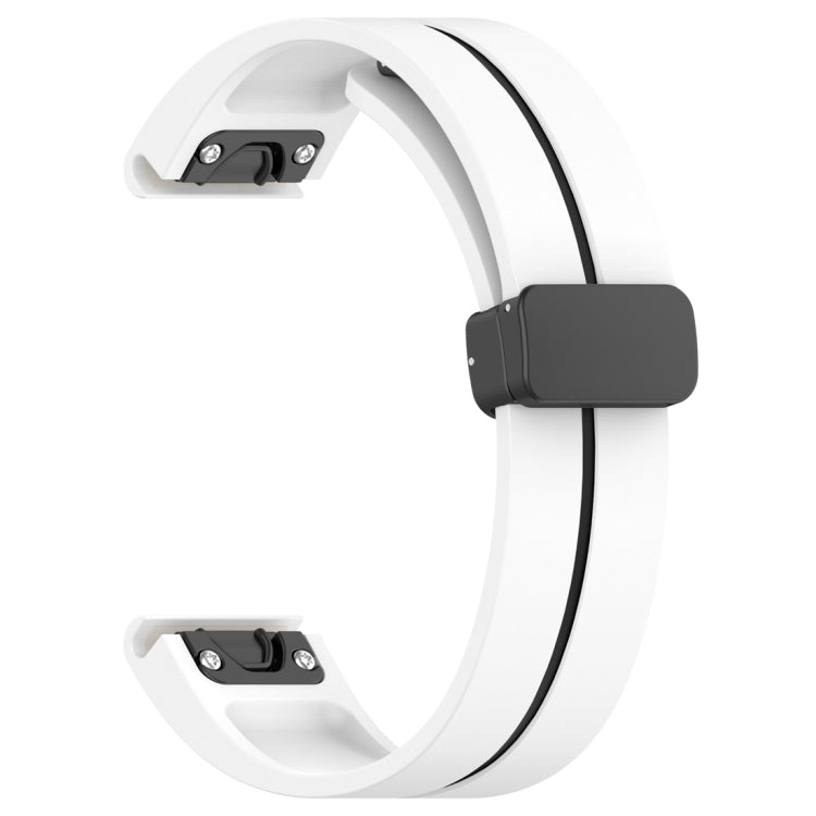 For Garmin Fenix 7S Two Color Magnetic Folding Black Buckle Silicone Watch Band