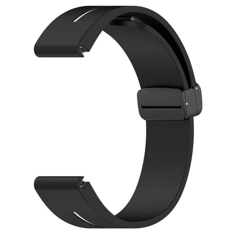 For Garmin Fenix 7S Two Color Magnetic Folding Black Buckle Silicone Watch Band