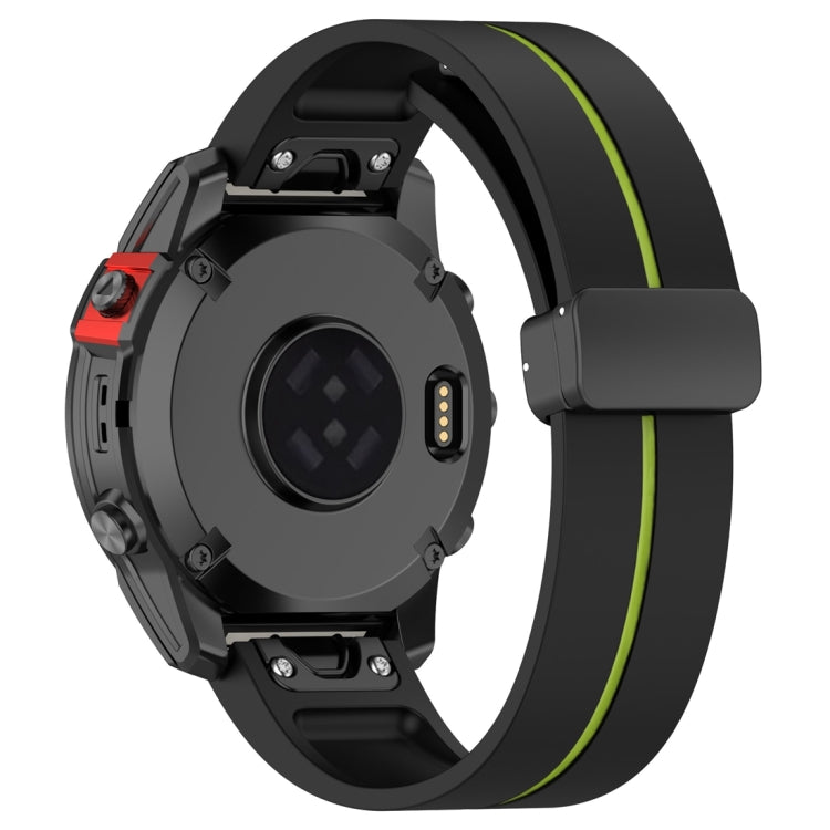 For Garmin Fenix 7S Two Color Magnetic Folding Black Buckle Silicone Watch Band