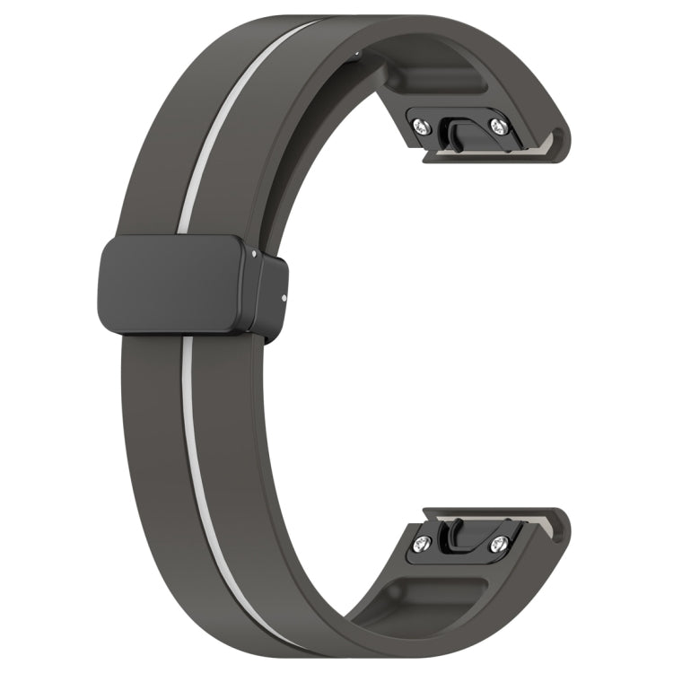 For Garmin Fenix 7S Two Color Magnetic Folding Black Buckle Silicone Watch Band