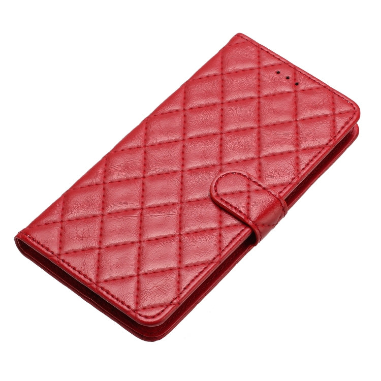 For iPhone 16 Pro Max Rhombus Lattice Texture Leather Phone Case