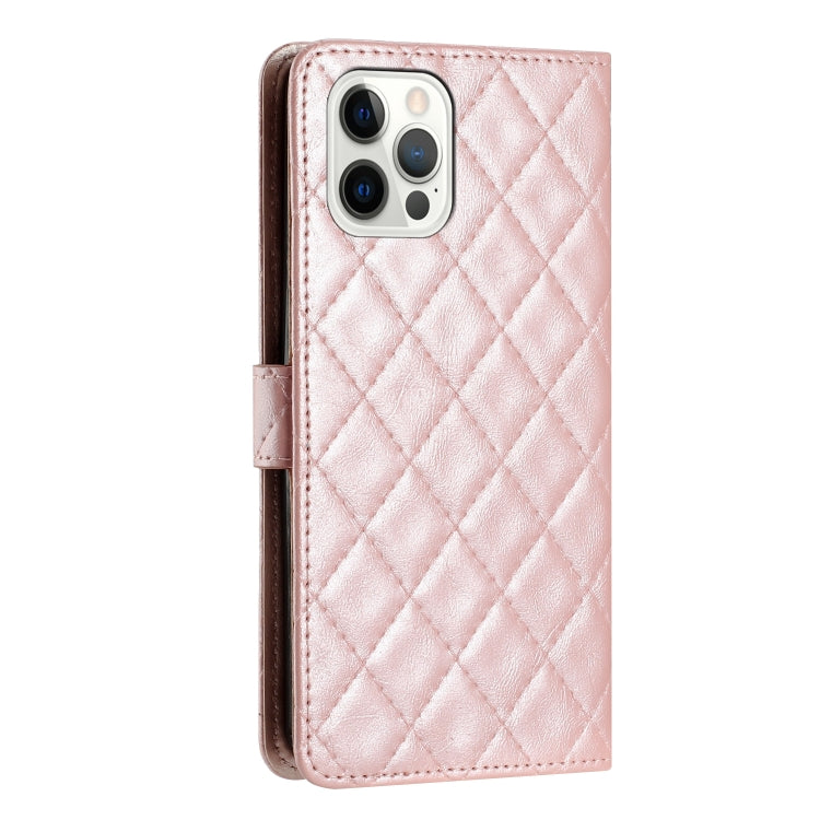 For iPhone 16 Pro Max Rhombus Lattice Texture Leather Phone Case