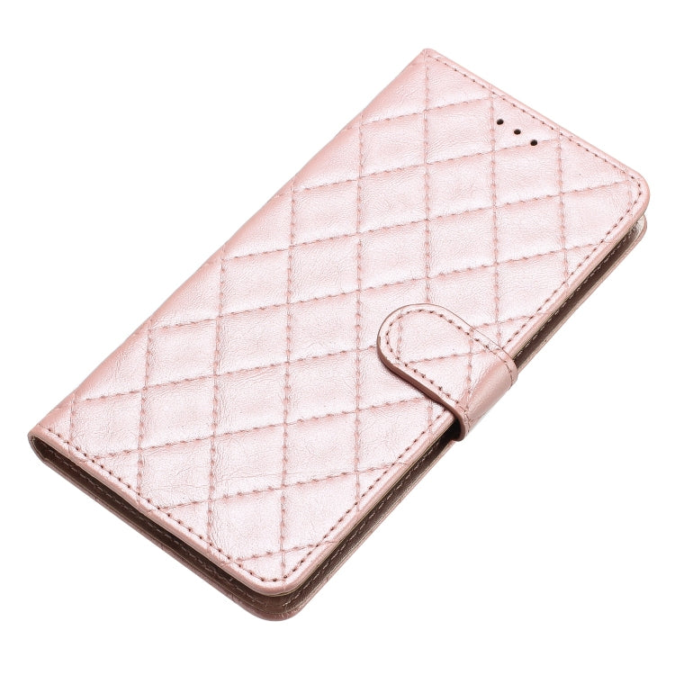 For iPhone 16 Pro Max Rhombus Lattice Texture Leather Phone Case